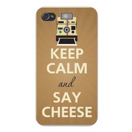 Apple Iphone Custom Case 4 4s White Plastic Snap on - Keep Calm and Say Cheese Vintage