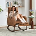 thumbnail image 2 of OUTGOODS Nursery Rocking Chair w/ Footrest, Teddy Gray/PU Brown, Wood Leg Options, 2 of 8