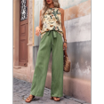 thumbnail image 6 of Womens Summer 2 Piece Outfits Sleeveless Crop Top Flowy Wide Leg Pants Matching Sets Vacation Outfits Bean Green S, 6 of 7