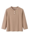 thumbnail image 4 of Resicozy Boys Long Sleeve Henley Shirt for Kids, Casual Solid Color, Fall Winter Clothes 2-12 Years Light Brown 130, 4 of 6