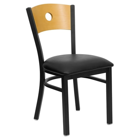 Black Vinyl Seating (Flash Furniture HERCULES Series Black Circle Back Metal Restaurant Chair, Natural Wood Back, Vinyl Seat, Multiple)