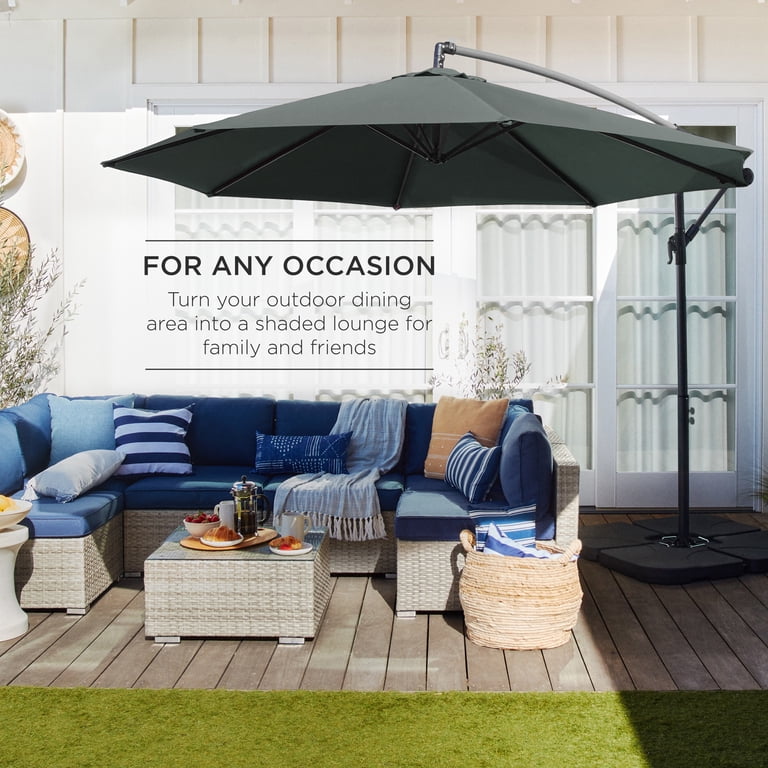 best hanging patio umbrella LAUSAINT HOME Outdoor with Base included, 11 FT Deluxe Curvy Cantilever Umbrella Heavy Duty Offset Umbrella with 360° Rotation for Market, Pool, Garden, Backyard, Deck (Beige) Enjoy 79 square feet of shade which means more room between you Best Choice Products 10ft Offset