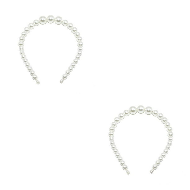 Diadema Blanca Resistente al Desgaste Qarigey Estilo Simple Elegante con 4 Perlas Grandes
