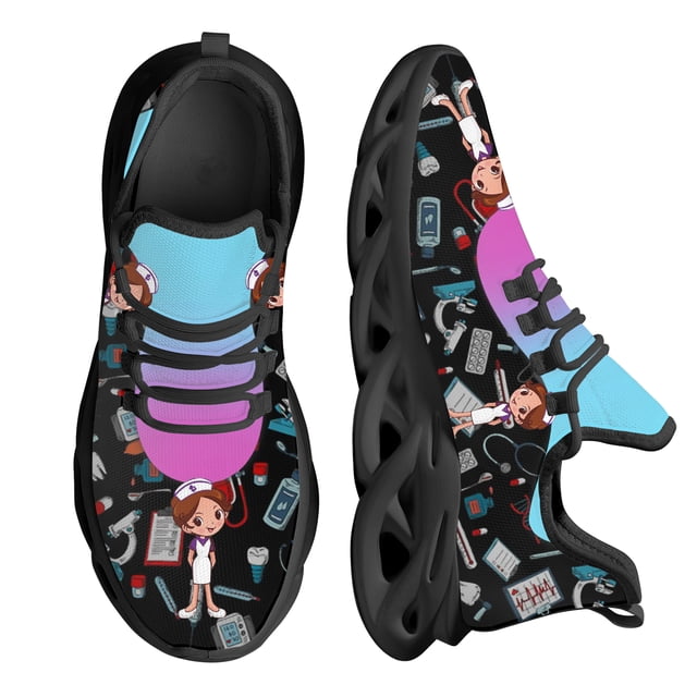Zapatillas de deporte cómodas para enfermeras, zapatos de moda con diseño de enfermera y cojín de aire para asistente médico, para mujer