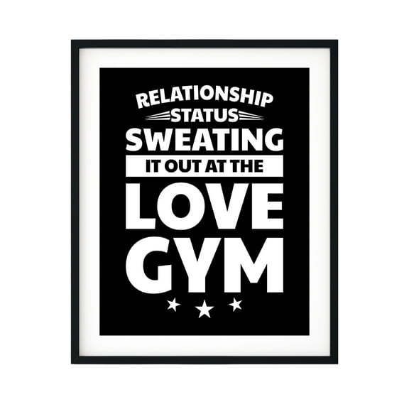 Designs ByLITA Relationship Status: Sweating It Out At The Love Gym, 5 x 7 Wall Print (Unframed) | Working Out Room | Couples Decoration