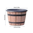thumbnail image 3 of Retro Wood Whiskey Barrel Planter 13.78 Inch with Bottom Drainage Holes, Plant Pots Indoor with Drainage, Flower Pots Outdoor Clearance, Wood-Look Large Flower Pots for Patio Greenery, 3 of 7