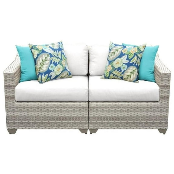 Afuera Living Outdoor Wicker Patio Loveseat in White