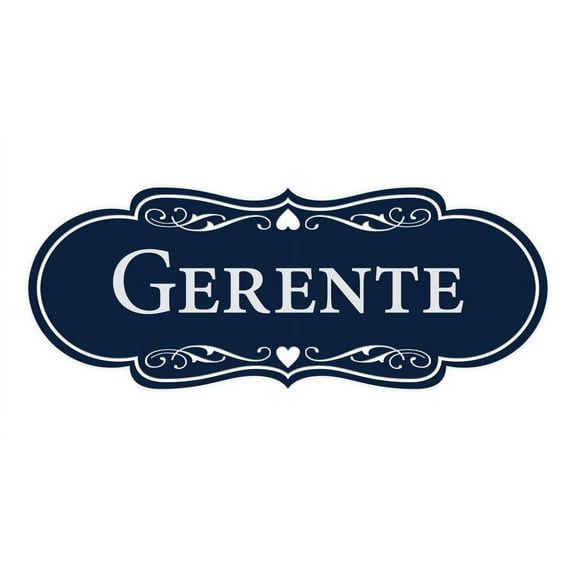 Designer Spanish Gerente Sign (Navy Blue / White) - Large