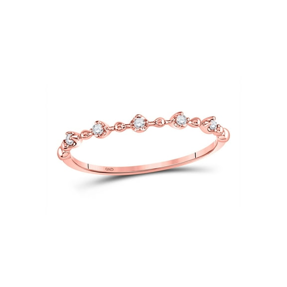 10kt Rose Gold Womens Round Diamond Bead Dot Stackable Ring 1/20 Cttw