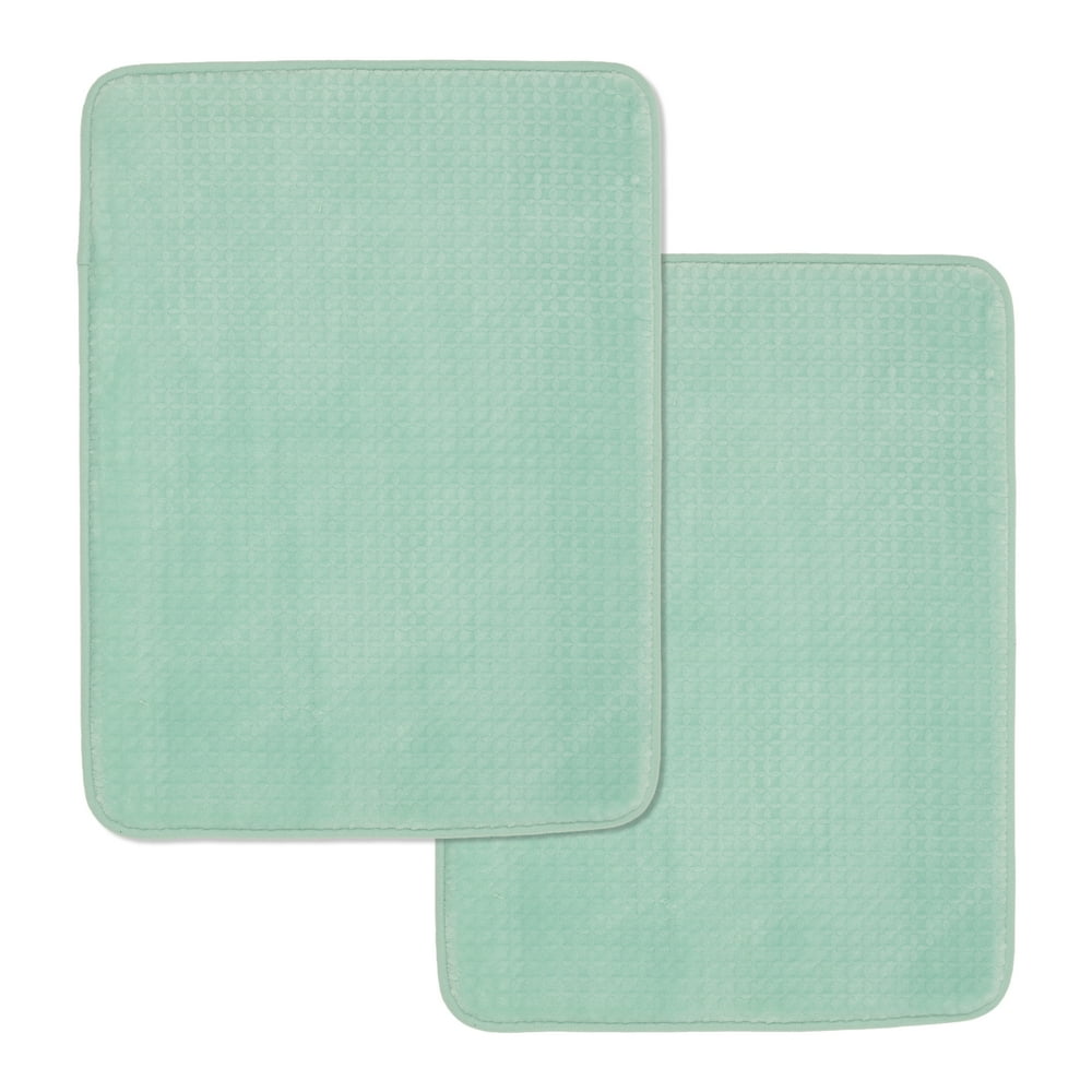 2pk. Mainstays Memory Foam Bath Mat Set, Classic Mint, 17" x 23