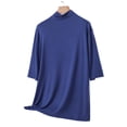 thumbnail image 3 of Ohufall Women's Modal Pajamas Half Sleeve High Neck Tops Soft Comfortable Solid Color Lounge Pajama Tops, 3 of 4