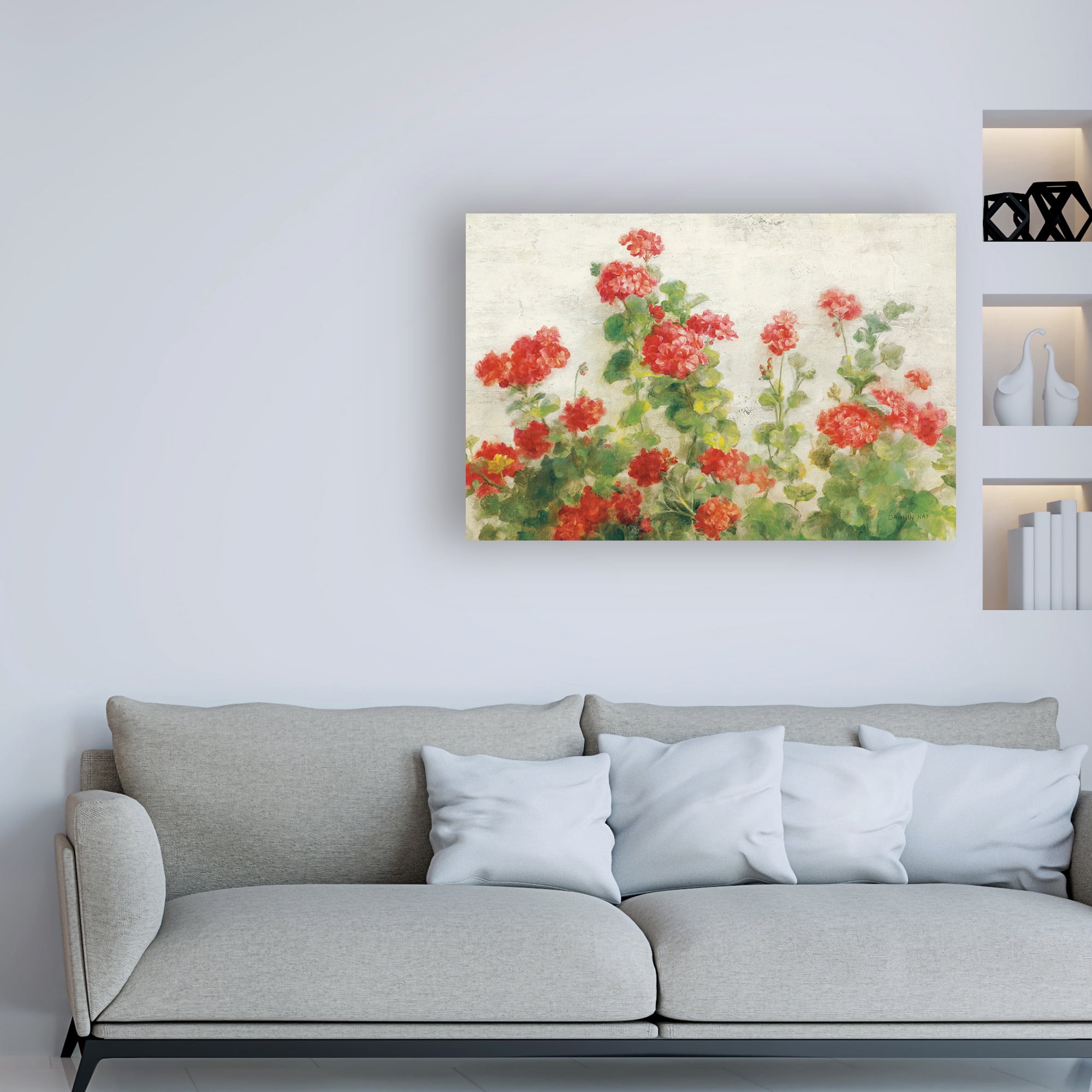 Trademark Fine Art 'Red Geraniums on White v2' Canvas Art by Danhui Nai