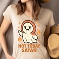 thumbnail image 4 of Not Today Satan Ghost T-Shirt | Funny Unisex Spooky Outfit, CarolinaBlue, Size XL, 4 of 6