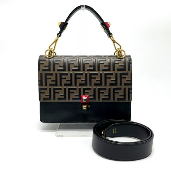 Pre-Owned Fendi 8BT283 FF Zucca 2WAY Shoulder Bag Hand Bag Brown x Black (Good)