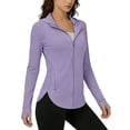 thumbnail image 3 of Bosfbaoi Women's Hooded Full Zip Curved Hem Sun Protection Jacket, Lightweight Quick Dry Breathable UV Protection Top, Thumbhole Zipper Pocket Sun Shirt for Outdoor Daily Wear, 3 of 9