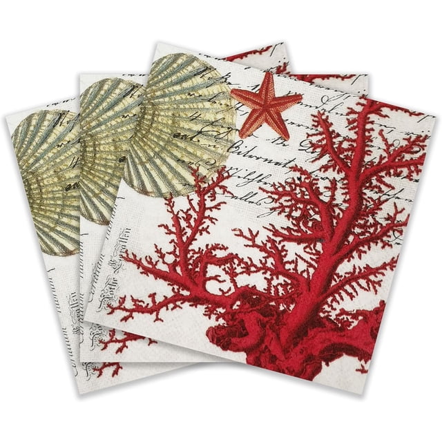 Colored Paper Cocktail Napkins, 20 Count Shabby Chic Napkins for Wedding, Dinner Tea Party Shower, Zoopllytes