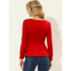 thumbnail image 4 of Allegra K Blusa de manga larga con cuello en forma de corazón para mujer rojo M, 4 of 5