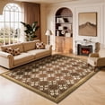 thumbnail image 4 of Toyoso 6'x9' Traditional Lattice Area Rug, Walnut Brown & Cream Large Silicone Indoor Carpet, 0.25" Slim Machine Washable Rug, Non-Slip Stable Floor Cover for Modern Living Room and Apartment, 4 of 9