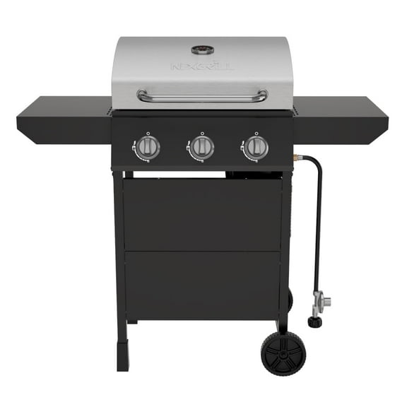 Nexgrill 3-Burner Propane Gas Grill with Side Tables, 27,000BTUs, Stainless Steel Lid, Spacious 429 SQ. In. Cooking Space, BBQ Grill for Outdoor Cooking, Patios, Parties, and More - 720-1012