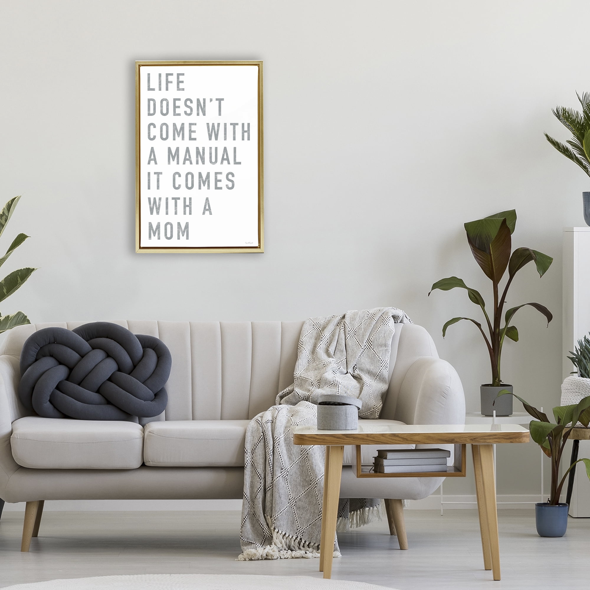Stupell Industries Life Manual Is Mom Gold Framed Floater Canvas Wall Art, design by Elizabeth Tyndall