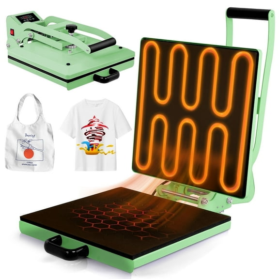 "UOKRR 15"" x 15"" Clamshell Heat Press Machine for T-Shirts, Sublimation Transfer Printer"