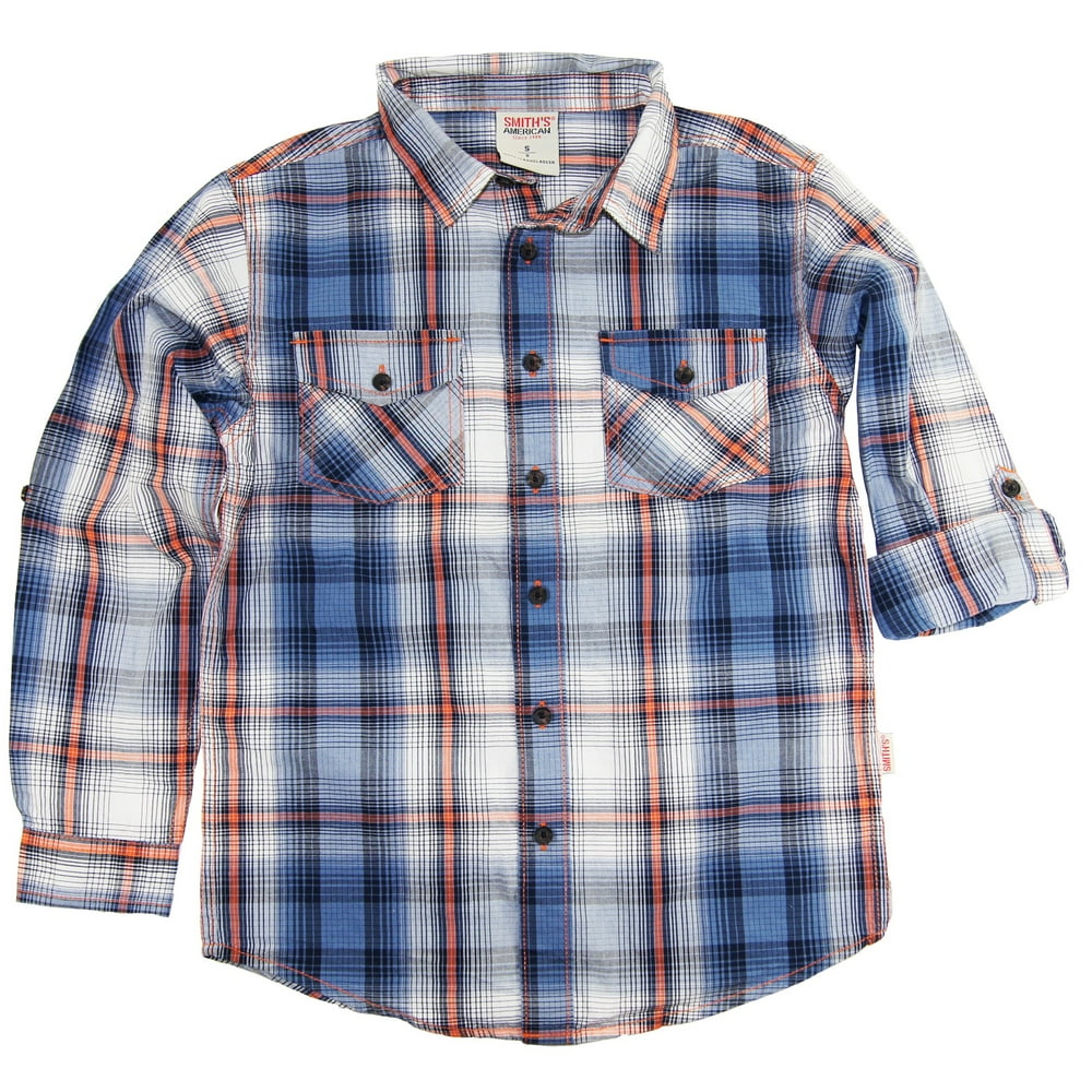Smith's American - Smith's American Big Boys' Button Front Plaid Roll ...