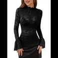 thumbnail image 2 of Blusas de Encaje para Mujer, Blusas Transparentes de Larga para Mujer, Blusas Informales Elegantes. Negro S, 2 of 8