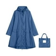 thumbnail image 4 of Women's Lightweight Raincoat Windbreaker Mid Long Hiking Hoodie Jacket (Blue XXL), 4 of 4