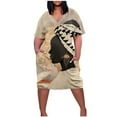 thumbnail image 2 of Jusqu'à 65 % de Réduction! Robes de Mode d'Été pour Femmes 2024 Grande Taille Robe pour Col en V Décontractée Robes d'Été avec Poches Manches Courtes avec Poches, 2 of 4