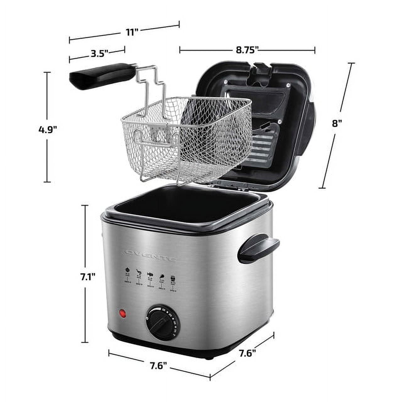 OVENTE Electric Deep Fryer 1.5 Liter Capacity, Lid with Viewing Window,  Removable Frying Basket, Adjustable Temperature, Cool Touch Handles and  Easy