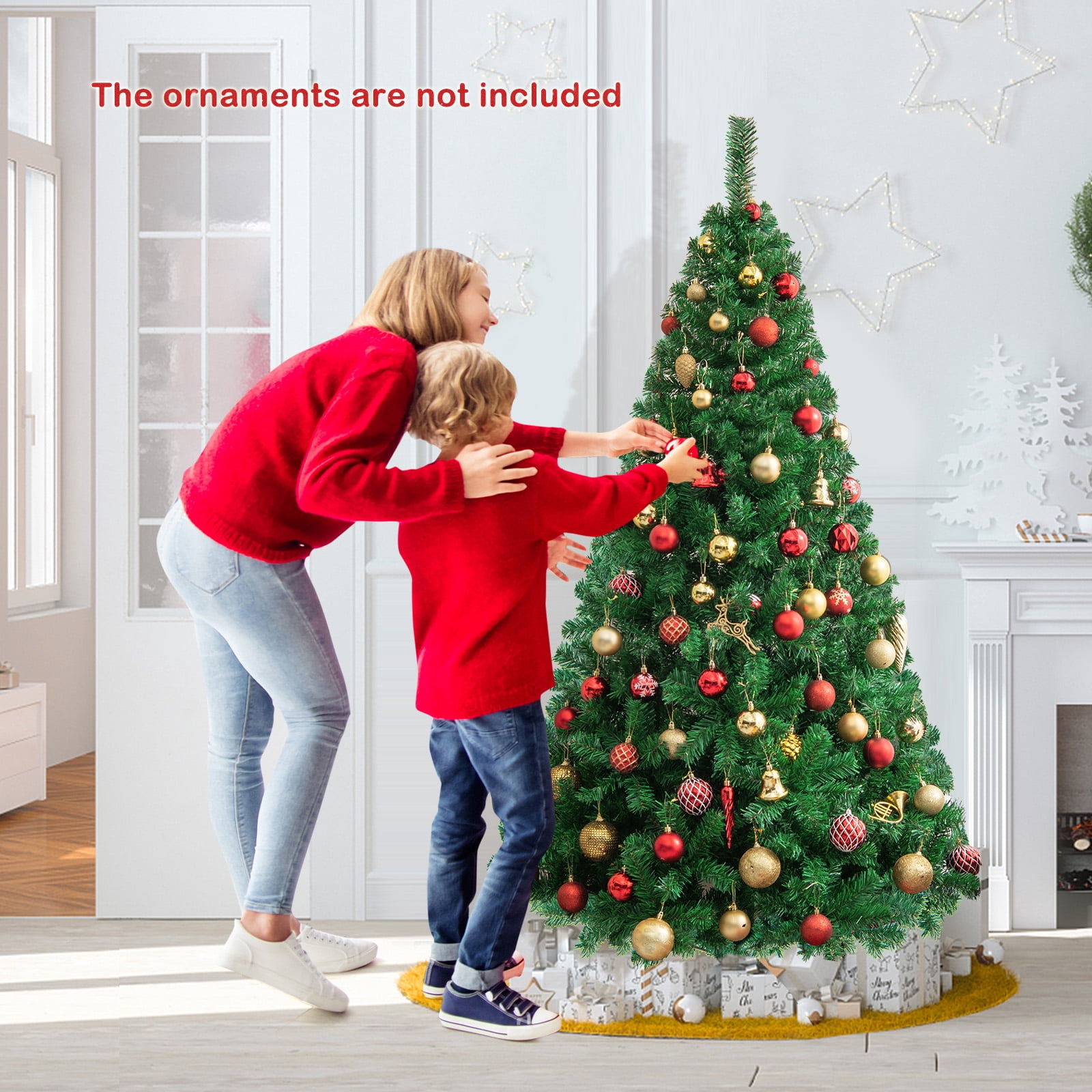 Costway 6Ft Artificial PVC Christmas Tree Stand Indoor Outdoor Green