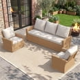 thumbnail image 2 of UDPATIO Wicker Patio Furniture Set, 5 Piece Outdoor Sectional Conversation Sets, Yellow PE Rattan Patio Sofa Set for Balcony, Backyard, Beige, 2 of 8