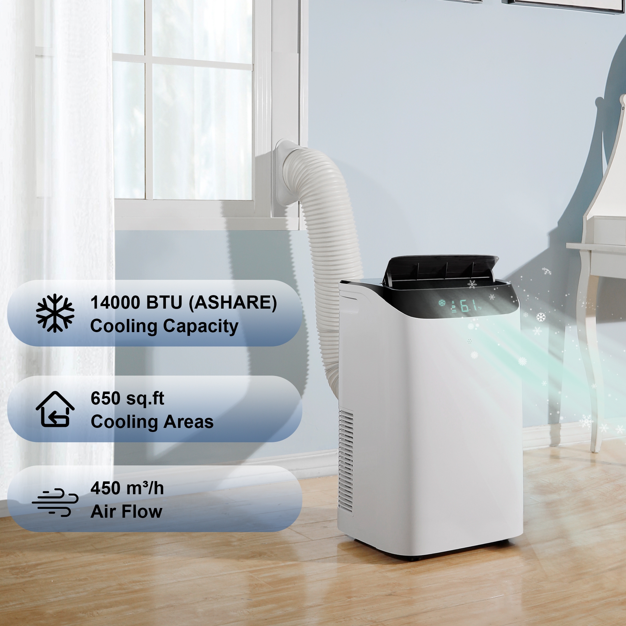 Agtana 10000 BTU (14000 BTU ASHRAE) Portable Air Conditioner Cools Room up to 700 sq.ft, 3-in-1 Portable AC Unit with Dehumidifier & Fan, Including Remote Control, DIY Window Kit