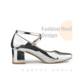thumbnail image 3 of BLISSFUL STEP Square Toe Crisscross Strap Block Heel Pumps for Women, 3 of 5