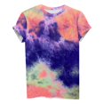 thumbnail image 4 of CHOK Hauts d'Été pour Femmes, T-Shirt Imprimé Teinture sur Nœuds à Col Rond et Manches Courtes, Tunique Décontractée pour Vacances, 4 of 5