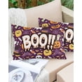 thumbnail image 6 of Purple Halloween Throw Pillow Cover 20 x 26 Inch Decorative Pillow Cover Cute Ghost Pumpkin Skull Bat Wizard Hat Lumbar Pillowcase Seasonal Rectangle Cushion Case for Couch Sofa Bed Living Room, 6 of 7