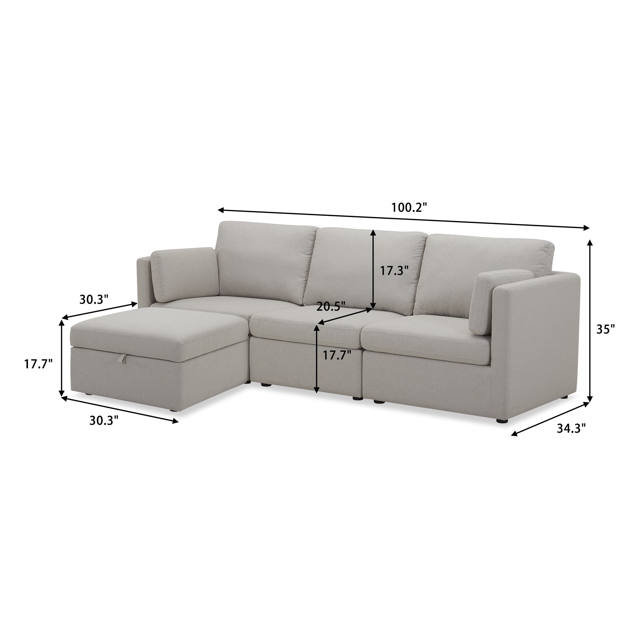 Better Homes & Gardens 100" Modular Sectional with Storage Ottoman photo 2
