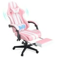 thumbnail image 3 of SOONTRANS Pink Gaming Chair,  Reclining Office Chair with Footrest & Massage Lumbar, Ergonomic Swivel Gamer Game Chair with Adjustable Headrest, 3 of 10