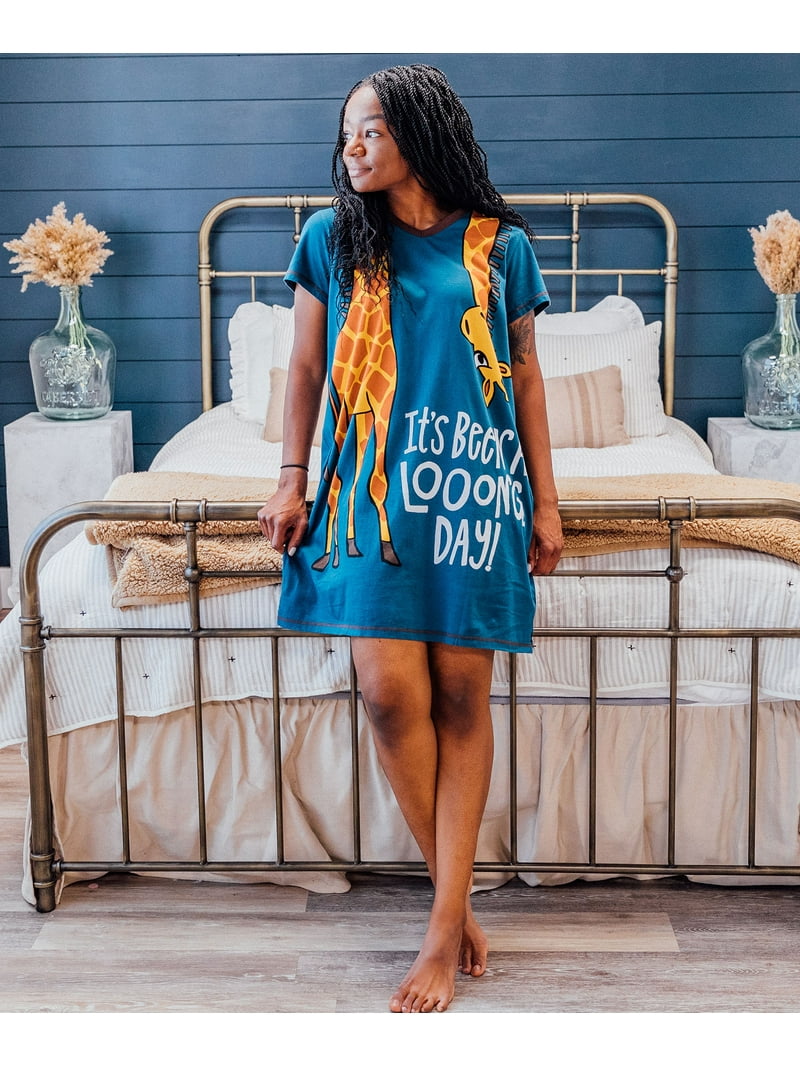 LazyOne Women's Funny Nightgown, V-Neck Cotton Sleep Shirt, Long