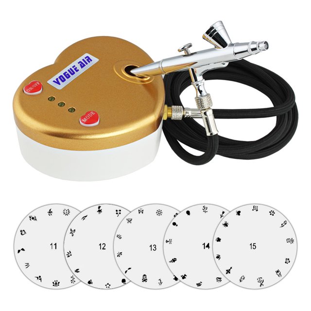 Nail Art Airbrush Kit Heart Compressor DualAction Spray 5 Design