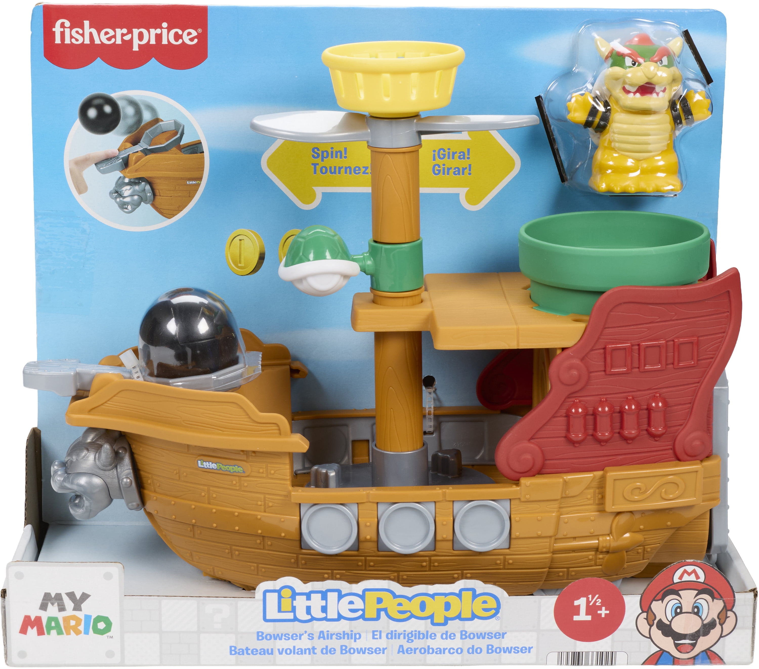Fisher-Price Little People My Mario Bowser’s Airship & Figure Set Toddler Toy