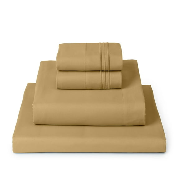 Mellanni 4-Piece Iconic Queen Bedsheet Set - Microfiber, 16" Deep Pocket, Cooling, Wrinkle, Fade, Stain Resistant, Gold