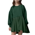 thumbnail image 1 of Odeerbi 5-14 Años Niñas Sudadera Plisada Vestido Color Sólido Manga Larga Niños Cuello Redondo Mini Vestido, 1 of 8