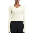 thumbnail image 2 of GuangCheng Kintted Yoga Tops for Women Long Sleeve V-Neck Slim Fit Warm Fall Casual Blouses Shirts, 2 of 6
