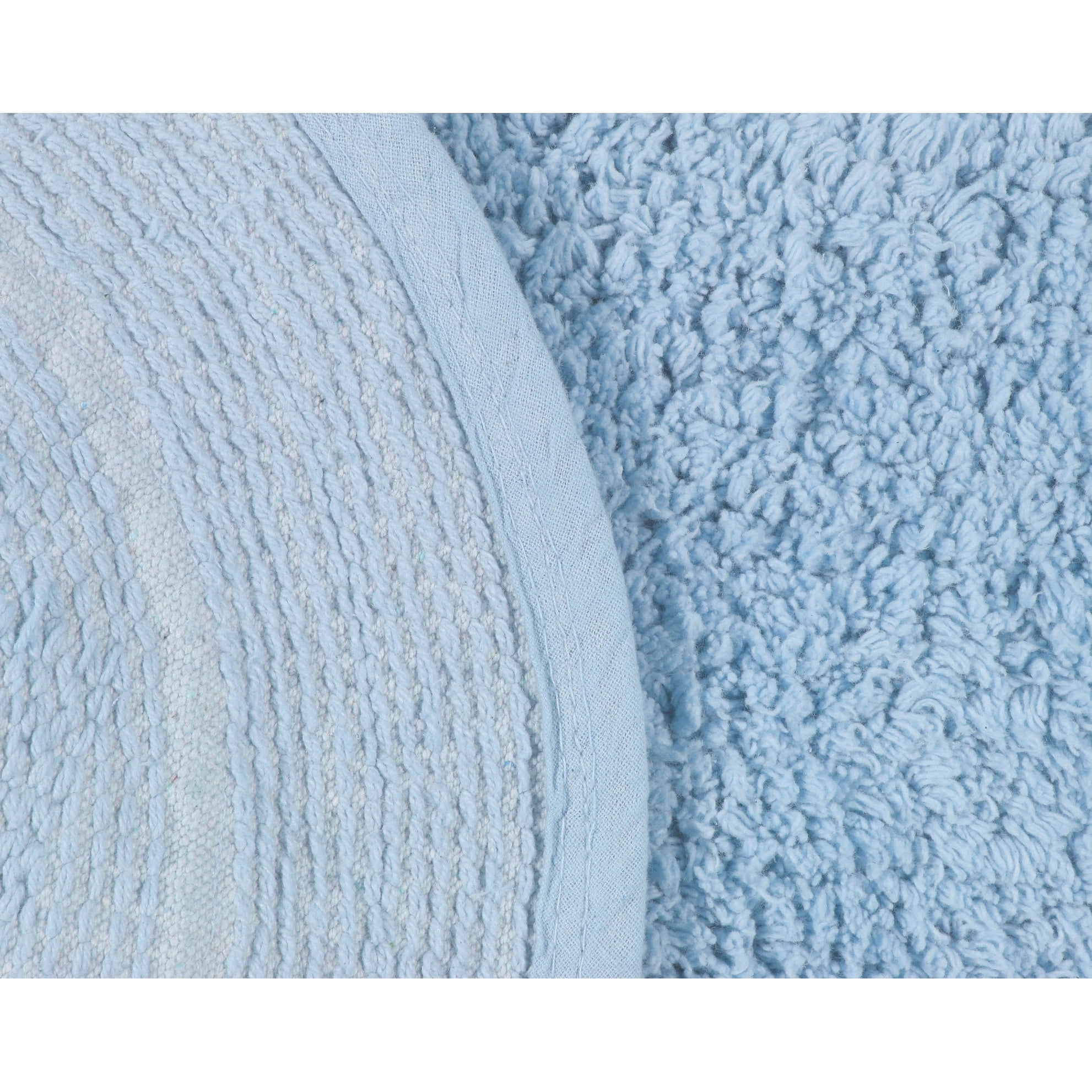 Home Weavers Inc Double Ruffle Collection 100% Cotton Non-Slip Bathroom Rug Set, Machine Washable Bath Rug, 5 Piece Bath Mat Set with Contour Blue