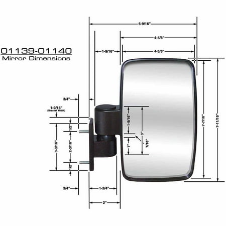 CIPA Golf Cart Side Mount Mirror with Brackets