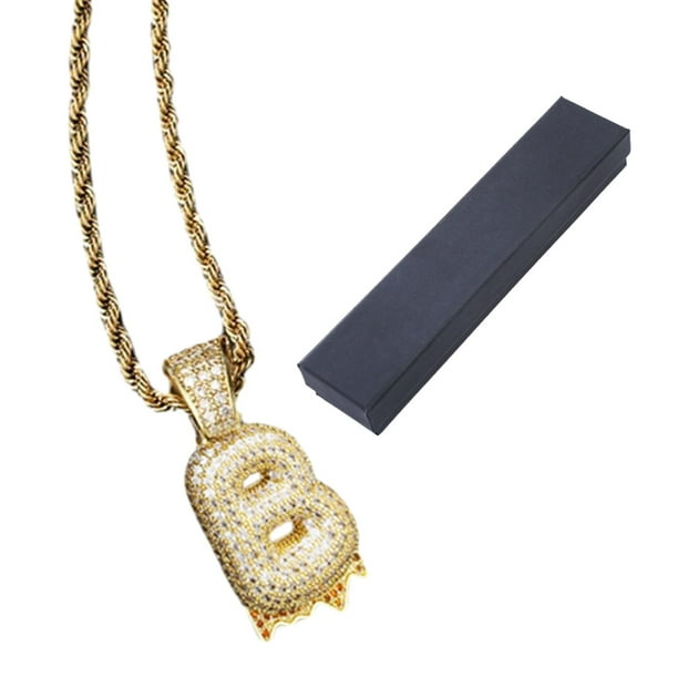 Collar con letras de burbujas y diamantes de imitación para aniversario, fiesta, ella y él, collar de hip hop B