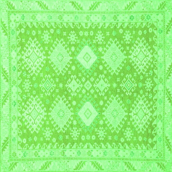 Ahgly Company Indoor Square Abstract Green Modern Area Rugs, 7' Square