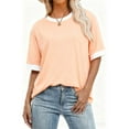thumbnail image 3 of Hxlamzoo Womens T Shirts Loose Fit Short Sleeve Tees Crew Neck Color Block Summer Tops 2026 Fashion, 3 of 4
