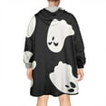 thumbnail image 2 of Wearable Oversized Blanket,Black Halloween Ghost Silhouettes Wearable Blanket Hoodie for Adults,Cozy Hooded Blankets with Super Pockets,Super Warm Fuzzy Pullover for Women & Men, 2 of 6
